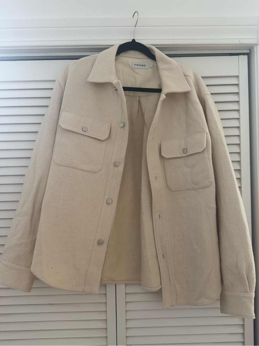 Frame Cotton Men’s Cream Button-Front Overshirt